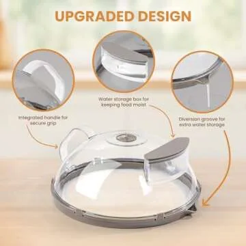 Gracenal Microwave Splatter Cover for Food, Upgraded Microwave Cover with Water Steamer, Integrated Handle, 10” Plate Covers, Splatter Guard, Kitchen Gadgets & Accessories, House Essentials for Gift