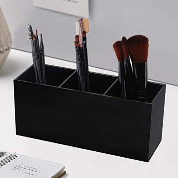 Stylish Weiai Black Makeup Brush Holder Organizer with 3 Slots
