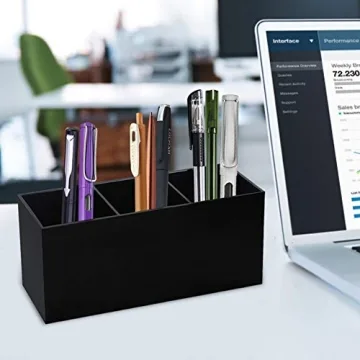 Stylish Weiai Black Makeup Brush Holder Organizer with 3 Slots