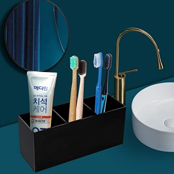 Stylish Weiai Black Makeup Brush Holder Organizer with 3 Slots