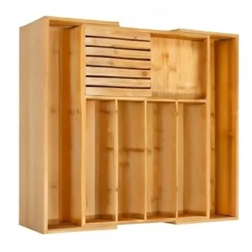 VaeFae Expandable Bamboo Drawer Organizer with Knife Block