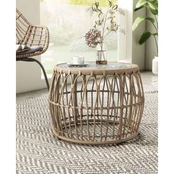 Ysar Boho Rattan Coffee Table with Easy Setup & Durability