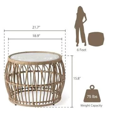 Ysar Boho Rattan Coffee Table with Easy Setup & Durability