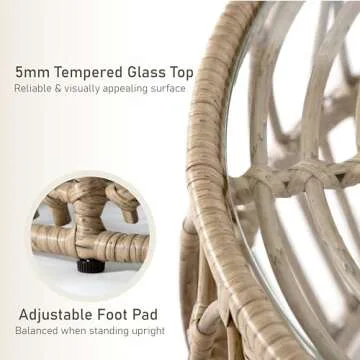 Ysar Boho Rattan Coffee Table with Easy Setup & Durability