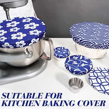 Patelai 10 Pcs Bowl Covers Reusable in 5 Size Stretch Cloth Fabric Bowl Covers Elastic Food Storage ...