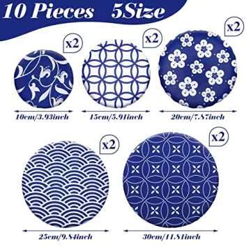 Patelai 10 Pcs Bowl Covers Reusable in 5 Size Stretch Cloth Fabric Bowl Covers Elastic Food Storage Covers Bread Sourdough Lids for Proofing Food Fruits Leftover(Stylish Style)