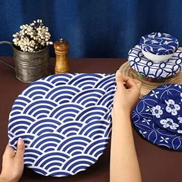Patelai 10 Pcs Bowl Covers Reusable in 5 Size Stretch Cloth Fabric Bowl Covers Elastic Food Storage Covers Bread Sourdough Lids for Proofing Food Fruits Leftover(Stylish Style)
