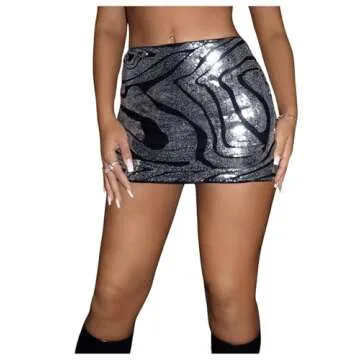 Sparkly Sequin Low Rise Bodycon Mini Skirt for Women