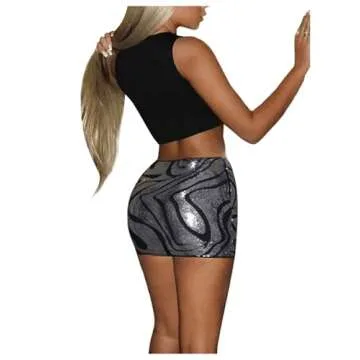Sparkly Sequin Low Rise Bodycon Mini Skirt for Women