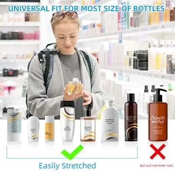 Zienlay 8 Pack Elastic Sleeves for Leak Proofing Travel, Leak Locks Toiletries Skins Travel Bottles Leak Proof Silicone Sleeve Covers for Travel Container in Luggage Reusable Toiletries Accessory