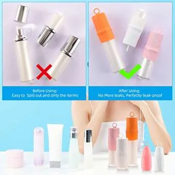 Zienlay 8 Pack Elastic Sleeves for Leak Proofing Travel, Leak Locks Toiletries Skins Travel Bottles Leak Proof Silicone Sleeve Covers for Travel Container in Luggage Reusable Toiletries Accessory