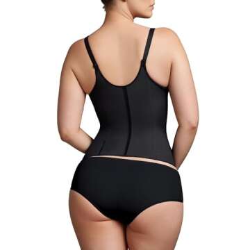 Squeem Seductive Open Bust Shapewear Vest: Enhances curves, adjustable compression, back smoothing, adjustable straps, steel boning - Black/M