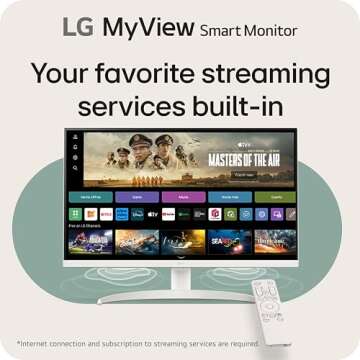 LG 27SR75U-W MyView 27 inch 4K UHD (3840x2160) IPS HDR10 USB Type-C 65W PD Smart Monitor webOS 23 AirPlay Screen Share Bluetooth ThinQ App Built-in Speaker HDMI White