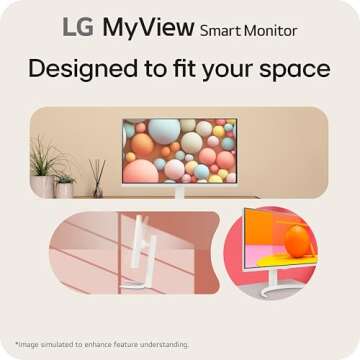 LG 27SR75U-W MyView 27 inch 4K UHD (3840x2160) IPS HDR10 USB Type-C 65W PD Smart Monitor webOS 23 AirPlay Screen Share Bluetooth ThinQ App Built-in Speaker HDMI White