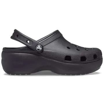 Crocs Women's Classic Platform Clog, Black, 8