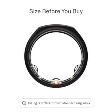 Oura Ring Gen3 Heritage - Black - Size 8 - Smart Ring - Size First with Oura Ring Gen3 Sizing Kit - ...