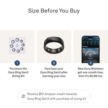 Oura Ring Gen3 Heritage - Black - Size 8 - Smart Ring - Size First with Oura Ring Gen3 Sizing Kit - Sleep Tracking Wearable - Heart Rate - Fitness Tracker - 5-7 Days Battery Life