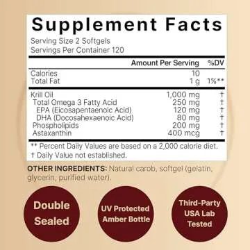 NatureBell Antarctic Krill Oil 1000mg Supplement, 240 Softgels, Natural Source of Omega-3s, EPA, DHA...