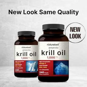 NatureBell Antarctic Krill Oil 1000mg Supplement, 240 Softgels, Natural Source of Omega-3s, EPA, DHA and Astaxanthin - No Aftertaste - Support Heart Health, Mercury Free & Non-GMO