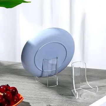 Chunful 2 Pieces Acrylic Plate Stands Clear Acrylic Easels Display Stands with Deep Support Shelves for Display Card Holder Photos Book Picture Table Top Holder Home Decors (3 x 2.6 x 2.2 Inch)