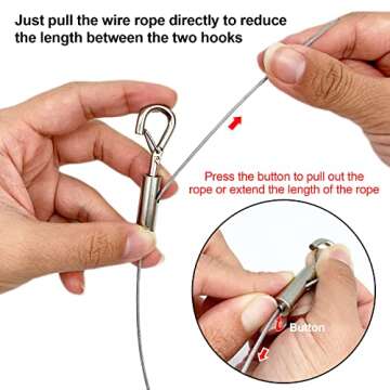 Karosom Adjustable Picture Hanging Wire Heavy Duty Supports 50 lbs - 2 Kit Hanging Hardware, 2m x1.5...