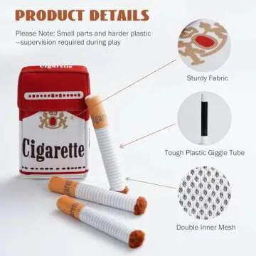 Nocciola 3 Packs Giggle Puff Stick Toys with a Box, Funny Interactive Giggle Sound Plush Dog Toys, Pitbull Husky Frenchie No Stuffing Puppy Toys for Small to Medium Breed, Dog Accessories Boy Gift