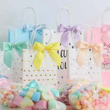 AIMUDI 6 Colors Pastel Ribbon Bows for Easter' Day Decorations 3.5" Satin Twist Tie Bows for Treat Bags Premade Bows for Crafts, Wedding Decorations, Baby Shower, Gift Wrapping, Spring- 60 Counts