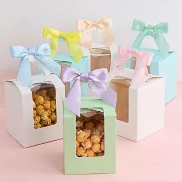 AIMUDI 6 Colors Pastel Ribbon Bows for Easter' Day Decorations 3.5" Satin Twist Tie Bows for Treat Bags Premade Bows for Crafts, Wedding Decorations, Baby Shower, Gift Wrapping, Spring- 60 Counts