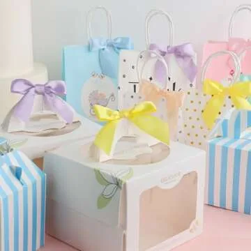 AIMUDI 6 Colors Pastel Ribbon Bows for Easter' Day Decorations 3.5" Satin Twist Tie Bows for Treat Bags Premade Bows for Crafts, Wedding Decorations, Baby Shower, Gift Wrapping, Spring- 60 Counts