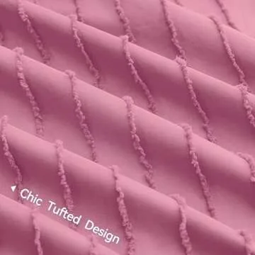 JELLYMONI Barbie Pink Duvet Cover King Size - 3PCS Microfiber Tufted Duvet Cover Set, Boho Striped Tufted Textured Duvet Cover with Corner Ties & Zipper Closure