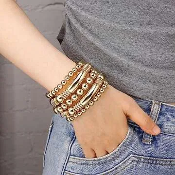 Stunning Gold Bangles Bracelet Set for Women - Flexible Style