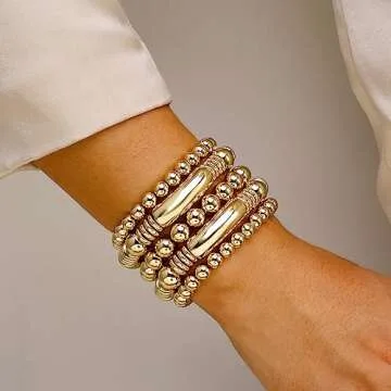 Stunning Gold Bangles Bracelet Set for Women - Flexible Style