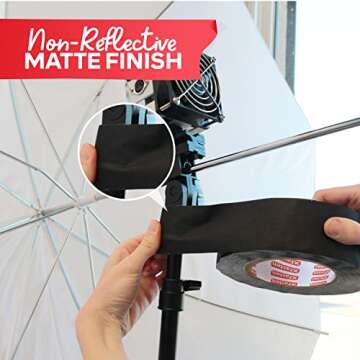 XFasten Black Gaffers Tape 2 Inch x 30 Yards (90 Feet) Residue-Free Matte Black Gaffer Tape 2 Inch Non-Reflective Easy-to-Tear Black Gaff Tape 2 Inch Floor Tape for Electrical Cords