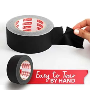 XFasten Black Gaffers Tape 2 Inch x 30 Yards (90 Feet) Residue-Free Matte Black Gaffer Tape 2 Inch Non-Reflective Easy-to-Tear Black Gaff Tape 2 Inch Floor Tape for Electrical Cords