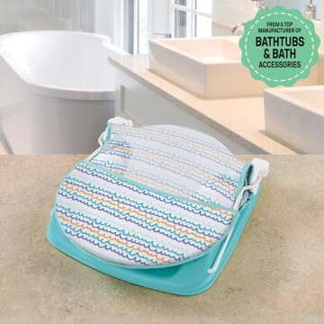 Summer Infant Deluxe Baby Bath Seat, Adjustable Support for Sink or Bathtub, Includes 3 Reclining Positions - Ride the Waves