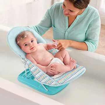 Summer Infant Deluxe Baby Bath Seat, Adjustable Support for Sink or Bathtub, Includes 3 Reclining Positions - Ride the Waves