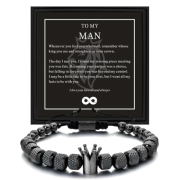 To My Man Straighten Your Crown Bracelet Infinity Bracelets Husband Gifts Ideas Boyfriend Anniversar...
