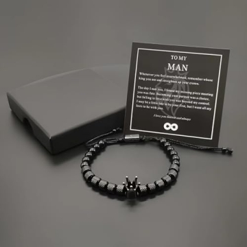 To My Man Straighten Your Crown Bracelet Infinity Bracelets Husband Gifts Ideas Boyfriend Anniversary Birthday Christmas Valentine Gift From Wife Girlfriend with I Love You Forever And Always,