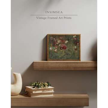 InSimSea Framed Canvas Wall Art Vintage Decor, Home Decor Classical Floral Scenic Oil Painting Canva...