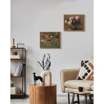 InSimSea Framed Canvas Wall Art Vintage Decor, Home Decor Classical Floral Scenic Oil Painting Canvas Prints, Rustic Wall Art Decor for Bedroom Bathroom Office Decor Gift, 8"x10"