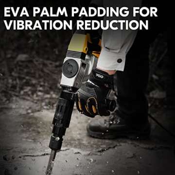 Vgo... 1-Pair Heavy Duty Synthetic Leather Work Gloves, Impact Protection Mechanic Gloves, Rigger Gloves, Vibration Reduction, Touchscreen Capable (Size L, Black, SL8849)