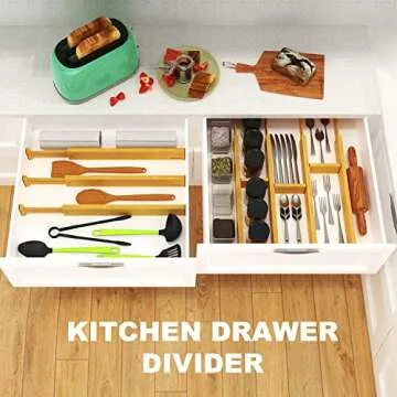 ANTOWIN Bamboo Drawer Dividers, Expandable Organizers