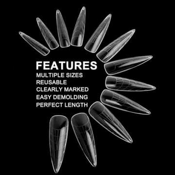 C12rtive 120Pcs Matte Dual Nail Forms,Long Almond Extension Poly Nail Gel Nail Forms Full Cover Nail Molds 12 Sizes for Solid Nail Gel Glue Nail Art Design Salon&DIY