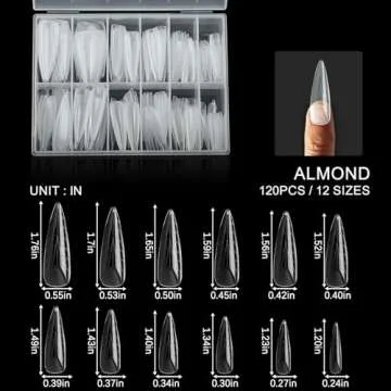 C12rtive 120Pcs Matte Dual Nail Forms,Long Almond Extension Poly Nail Gel Nail Forms Full Cover Nail Molds 12 Sizes for Solid Nail Gel Glue Nail Art Design Salon&DIY