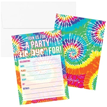 Colorful Tie Dye Birthday Party Invitations for All Ages