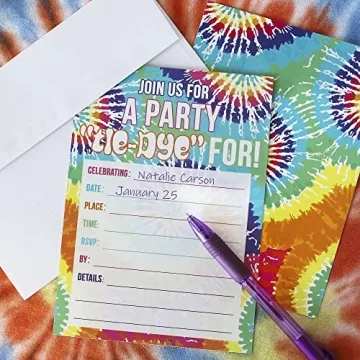 Colorful Tie Dye Birthday Party Invitations for All Ages