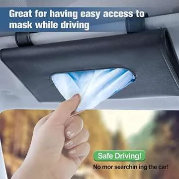 RENZHICHU Car Tissue Holder Sun Visor Tissue Holder for Car, Mask Box Hanging Car Accessories Interior Napkin Case Wipes Holder Tissue Storage Organizer for Women Men and Teens