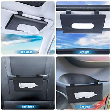 RENZHICHU Car Tissue Holder Sun Visor Tissue Holder for Car, Mask Box Hanging Car Accessories Interior Napkin Case Wipes Holder Tissue Storage Organizer for Women Men and Teens