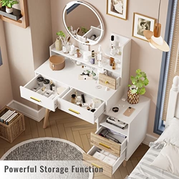 Tiptiper Vanity with Lights & Storage for Your Beauty Routine