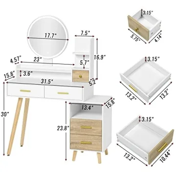 Tiptiper Vanity with Lights & Storage for Your Beauty Routine